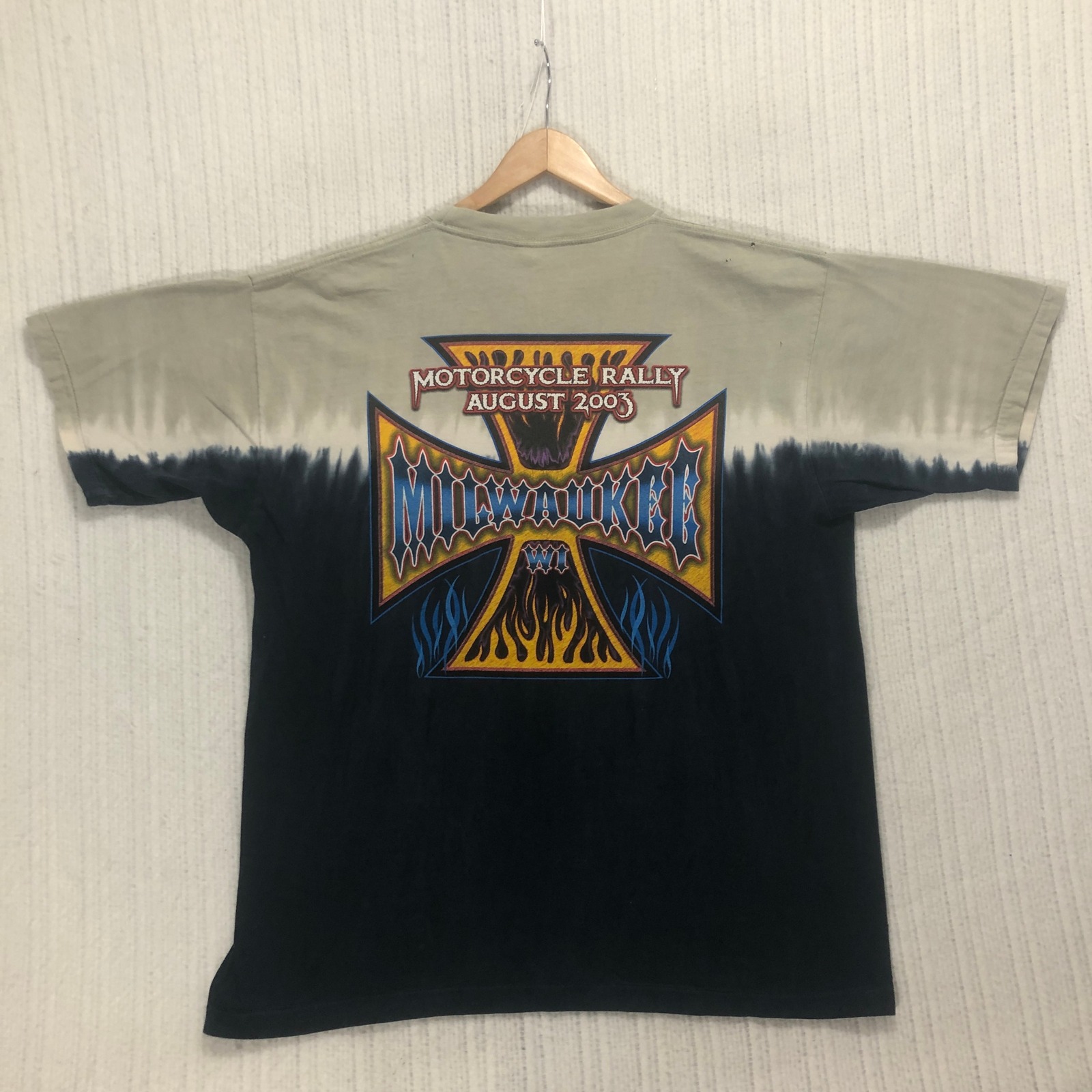 Motorcycle Rally Milwaukee 2003 Graphic T-Shirt Tie Dye Cottonique Men's Size Xl — image 6 of 8